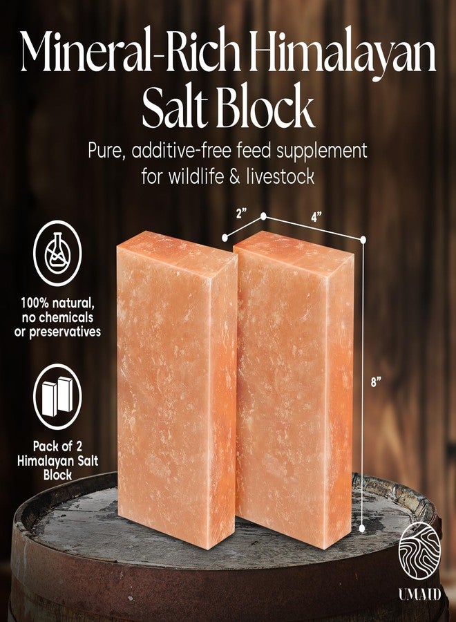 UMAID Himalayan Salt Block - 8x4x2 2-Pack - 100% Natural Mineral Salt Lick for Horses, Cows, Goats & Sheep - Animal Feed Supplement, Long-Lasting Salt Chunks - Image 3